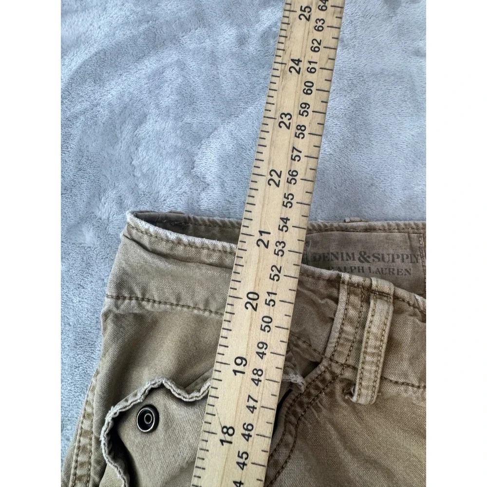 Denim & Supply Ralph Lauren Mens Khaki Cargo Shorts Union Jack Patch Size 33